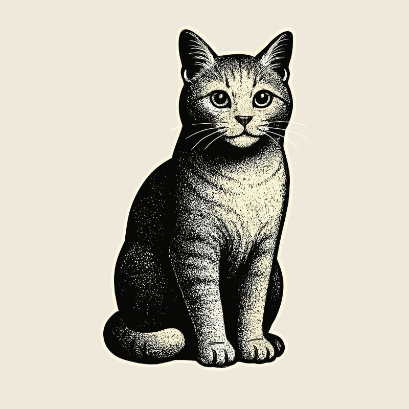 Chat vintage – assis et élégant