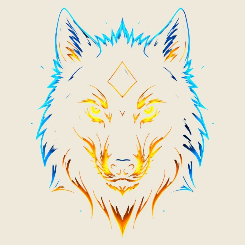 Neon Flame Wolf with Mystic Diamond