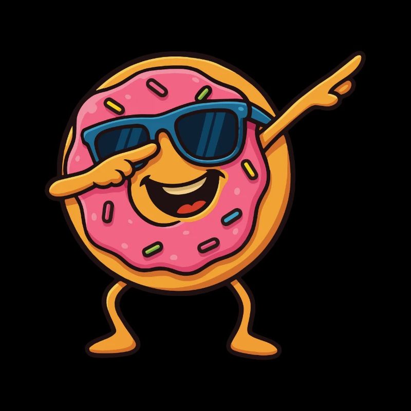 Drôle Cool Dabbing Pose Dessin animé Donut Dancing