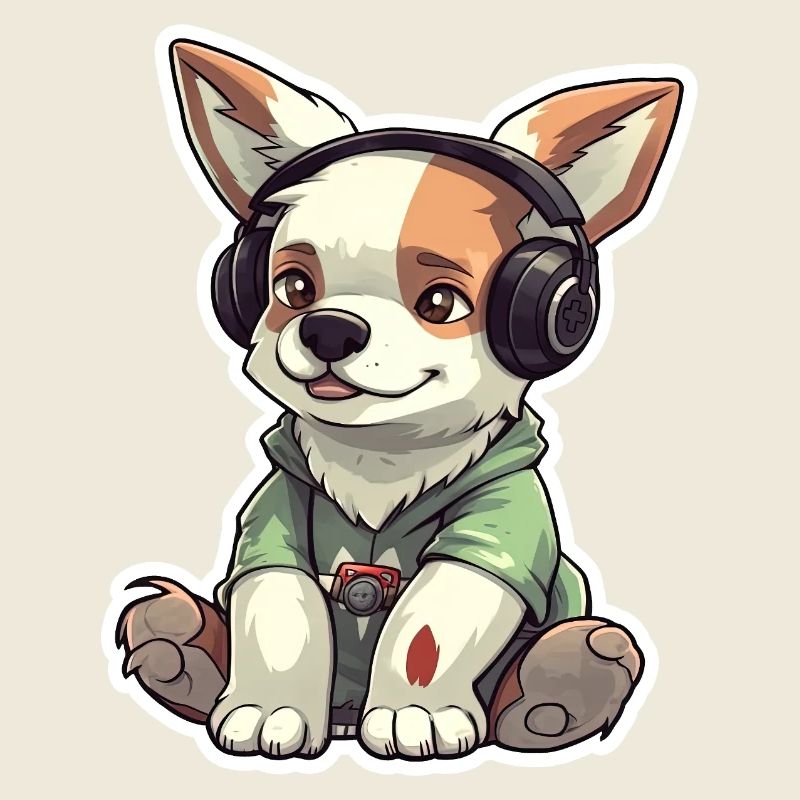 A cute dog playing video games