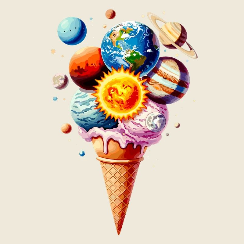 Planeten Eiscreme Waffel Eis