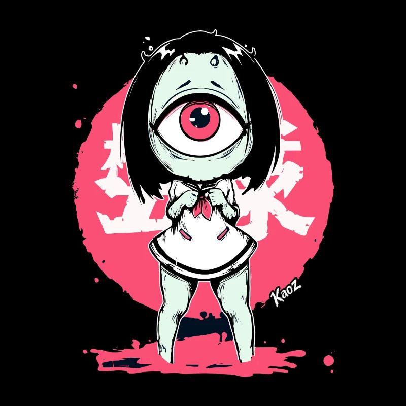 Fille monstre kawaii avec un œil
