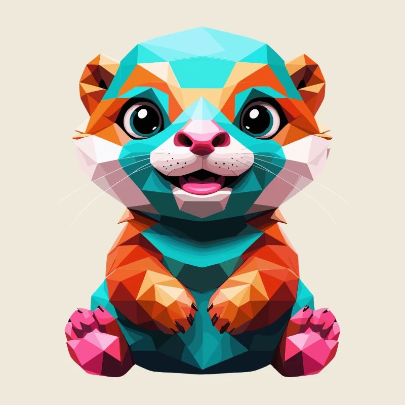Loutre colorée en polygone