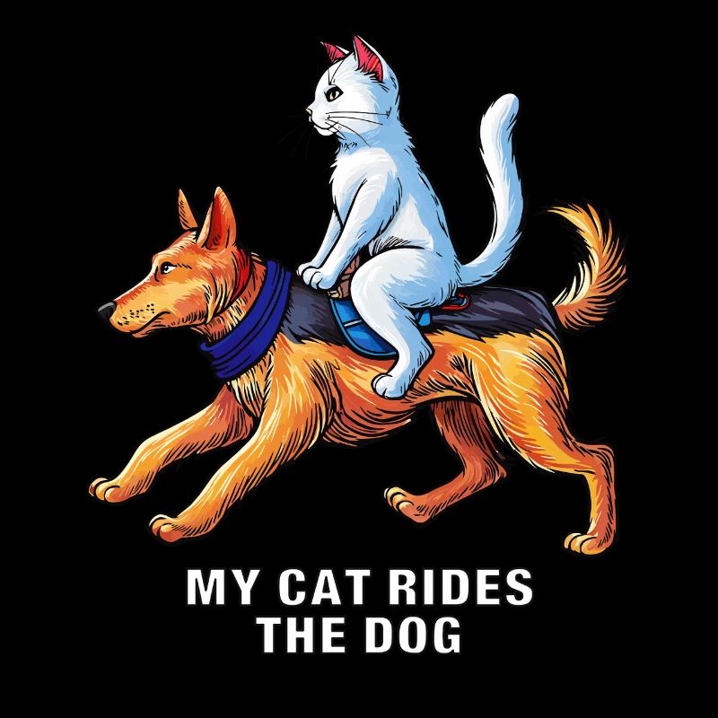 MY CAT RIDES THE DOG