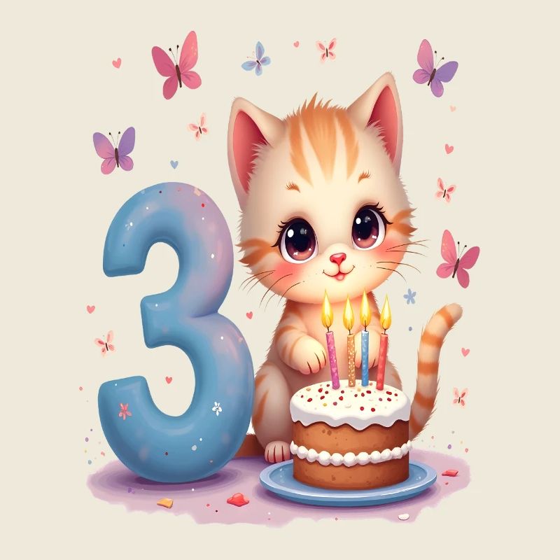 Süßes Kätzchen 3. Geburtstag Mädchen