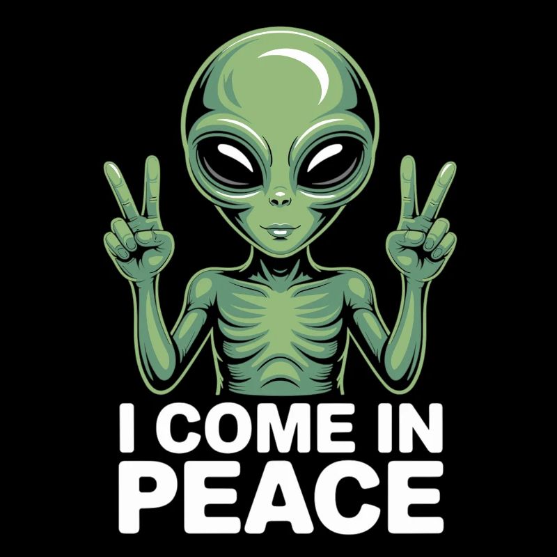 Alien mit Friedenszeichen