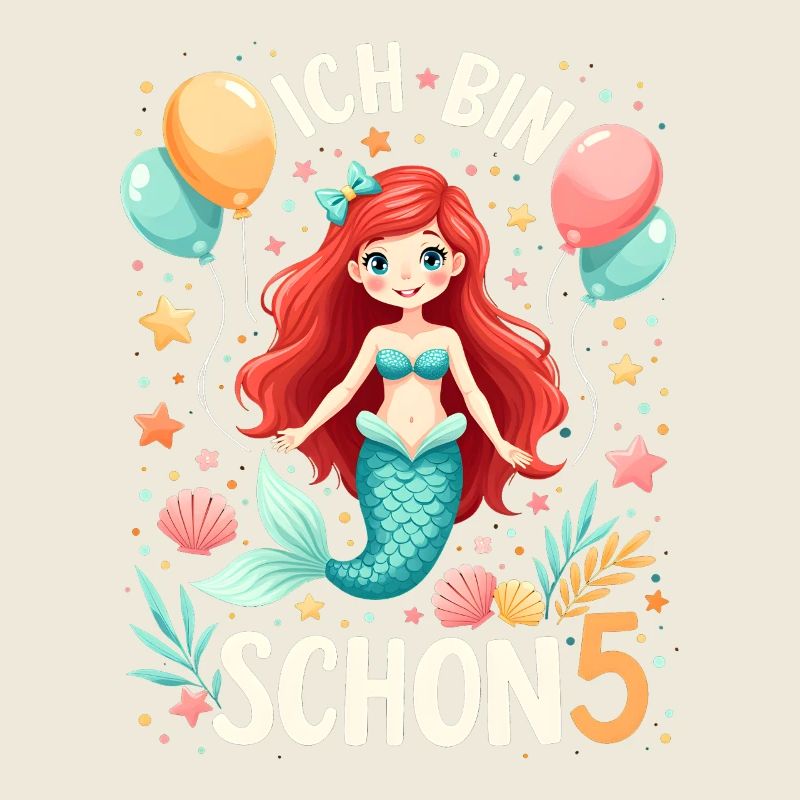 Ich bin schon 5 Meerjungfrau Geburtstag Mädchen