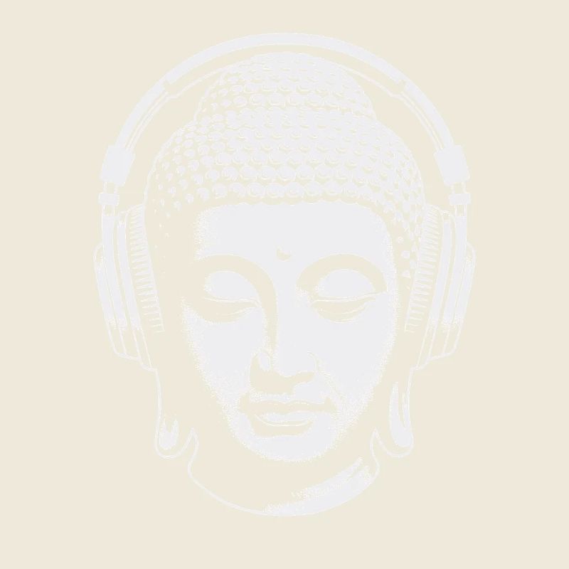 Buddha mit Kopfhörern Achtsamkeit Musik Boho Zen