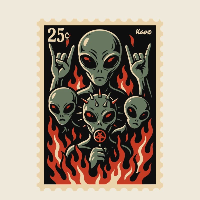 Aliens mit Maske und Feuer