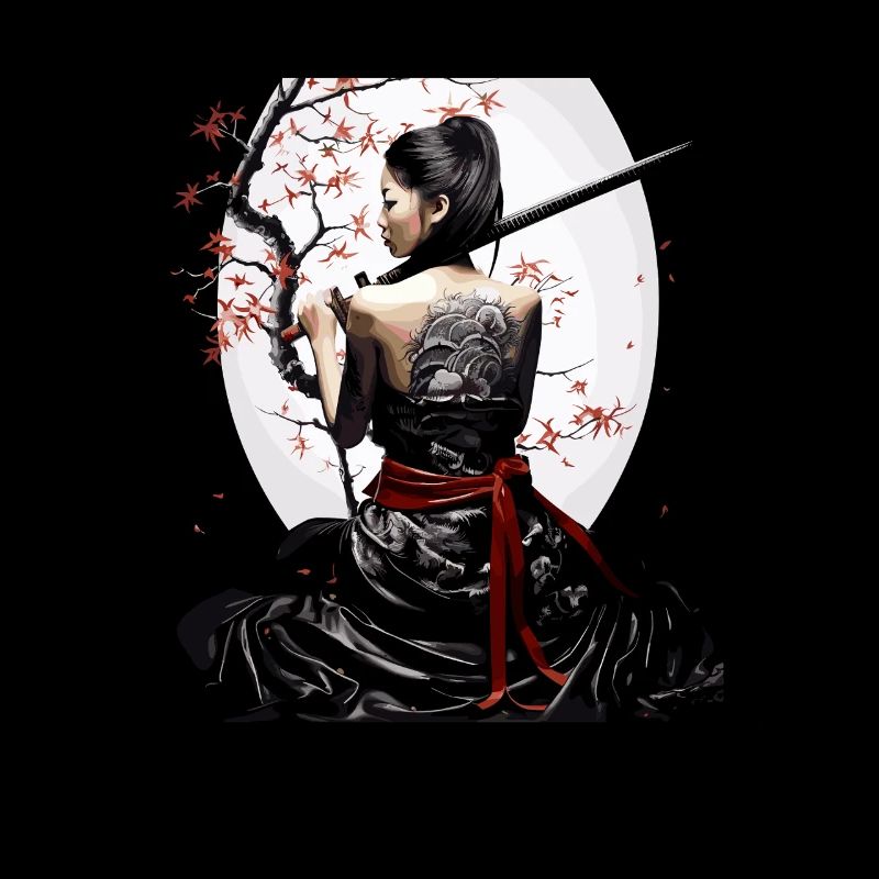 Kriegerische Samurai Kunst mit Kirschblüten und