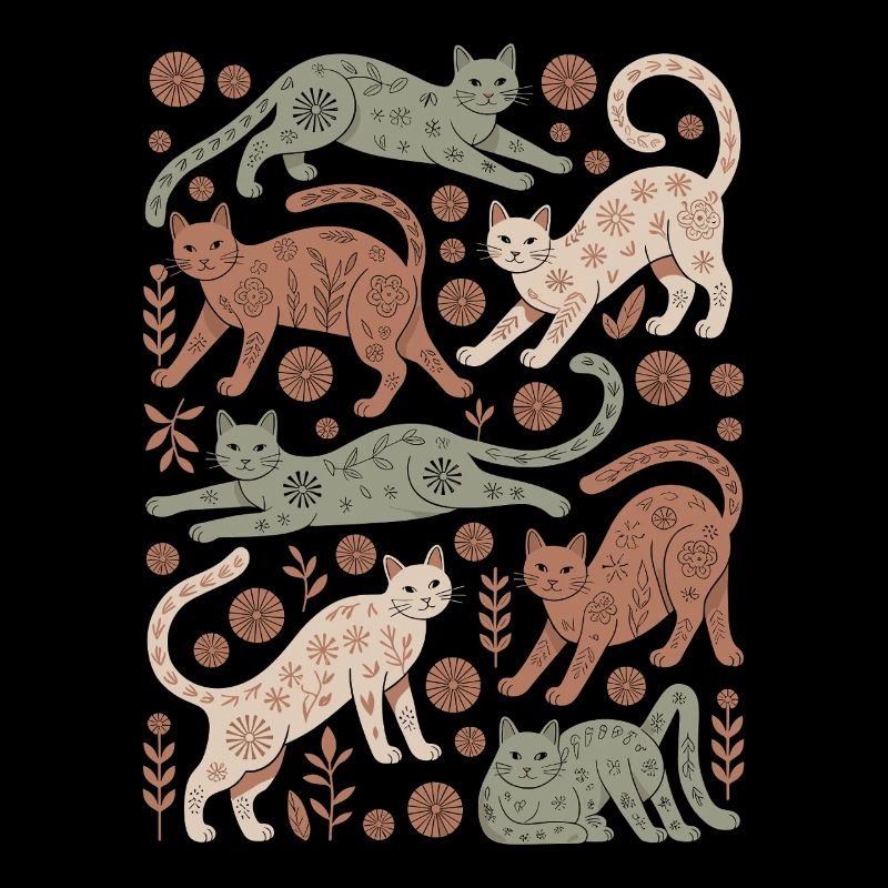Cats Boho Pattern for Cat Lovers