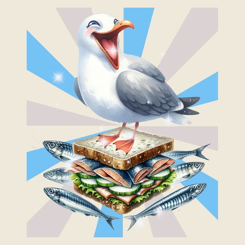 Reto Seagull Seagulls Sandwidsch Herring