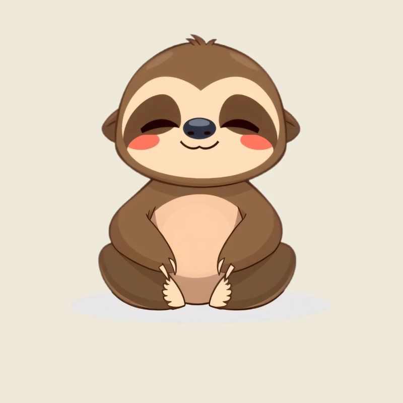Cute Happy Sloth Meditating