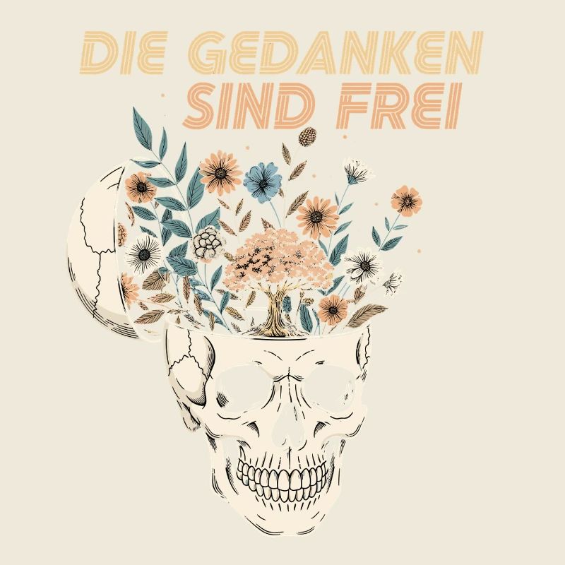 Blumen im Schädel mit Botschaft