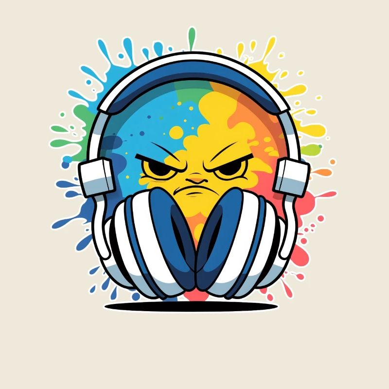 Compact DJ cartoon with headphones