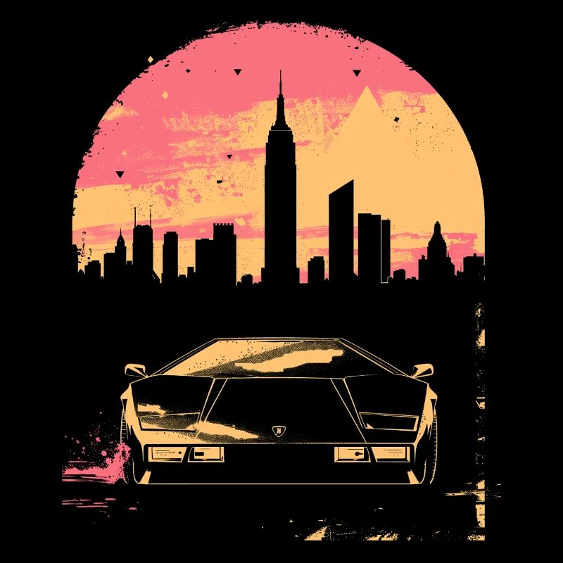 Synthwave 80er Vaporwave Retro Auto Skyline Motiv
