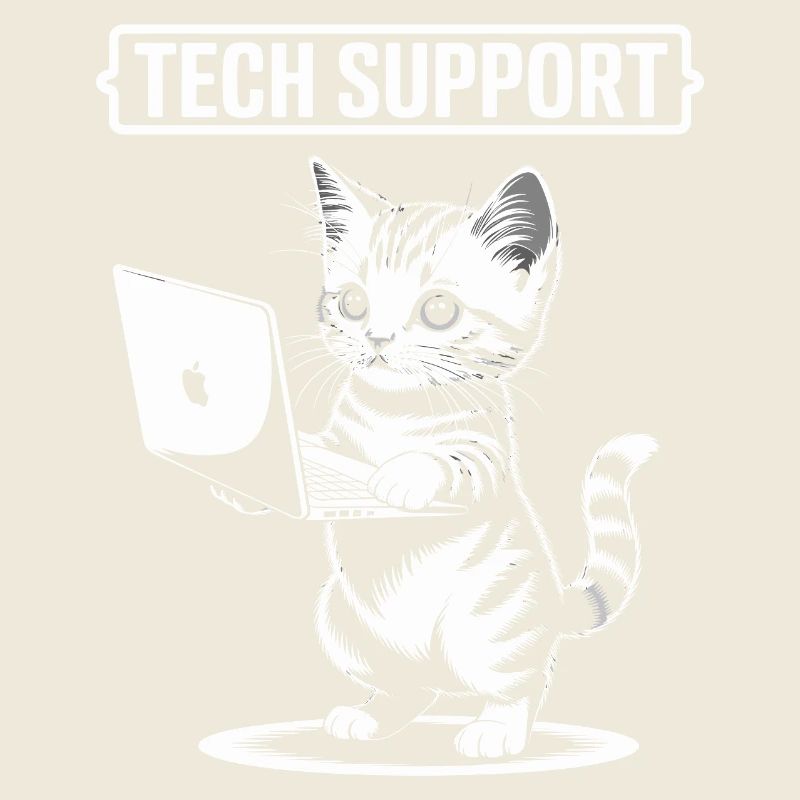 Support technique amusant, chat mignon, informatique ironique