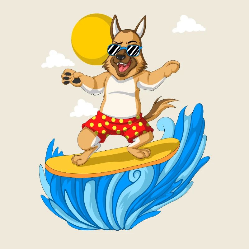 Surfender Deutscher Schäferhund