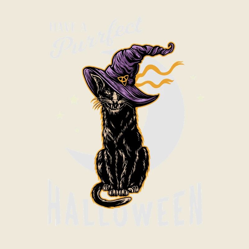 Chats d'Halloween avec des chapeaux de sorcière