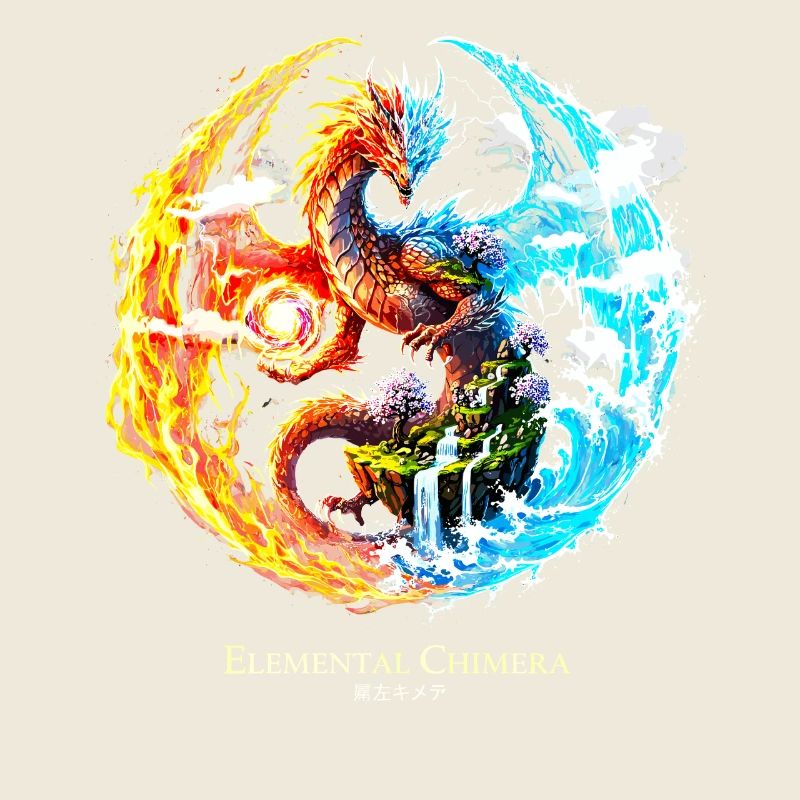 Chimère élémentaire – Dragon de feu et d’eau