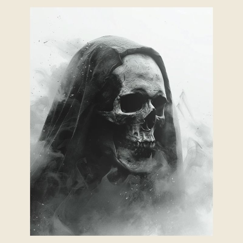Crâne sombre dans le brouillard