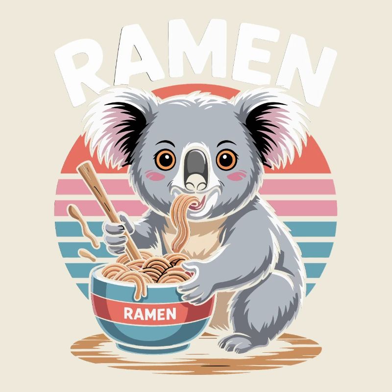 Ramen Koala im Retro Sunset