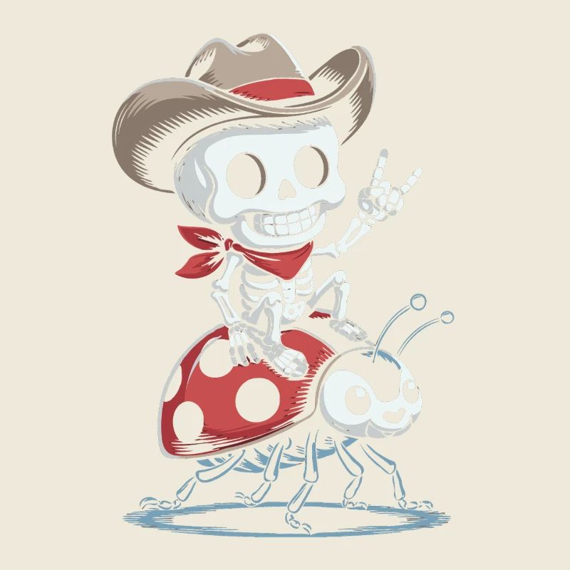 Skeleton cowboy on ladybug