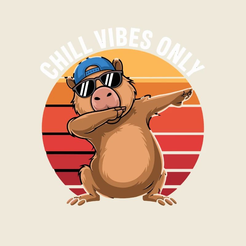  Chill Vibes Only Capybara Dabbing Retro