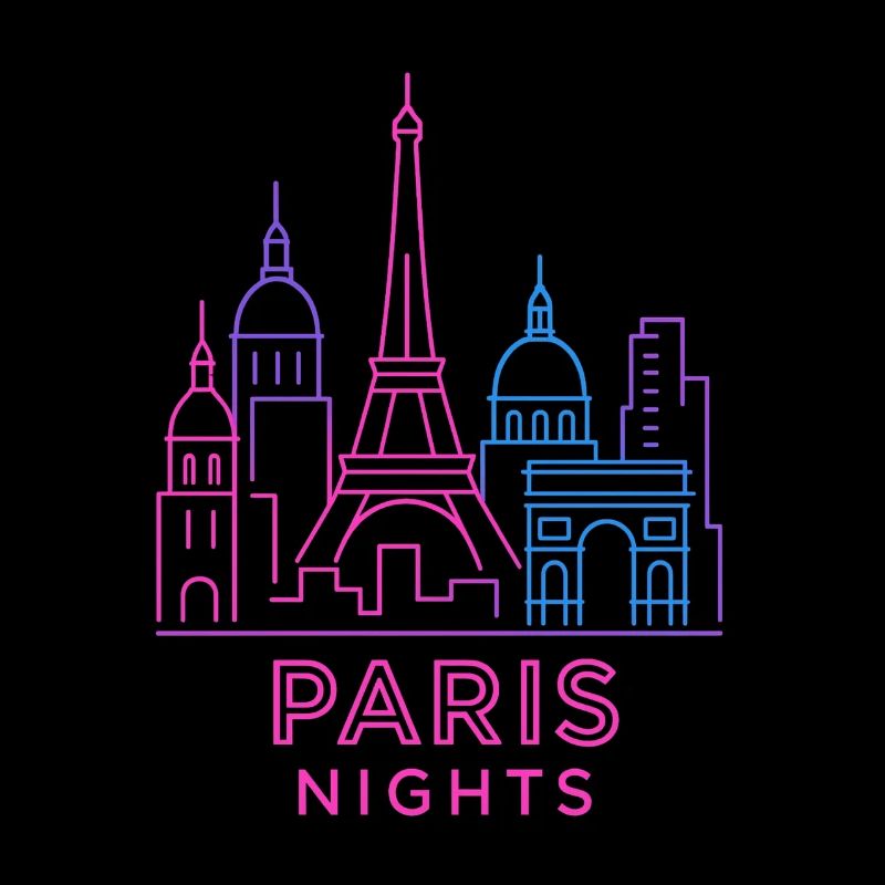Néon Paris Nights Skyline Silhouette
