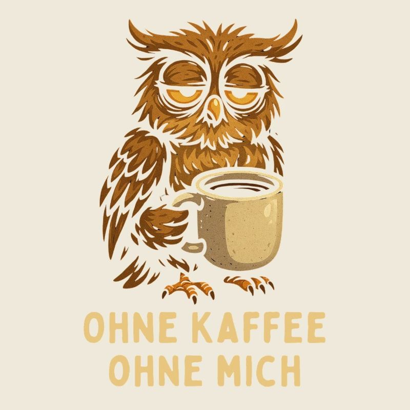 Nickernde Eule mit Kaffee