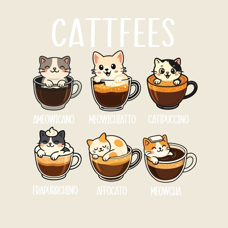 Cattfees Café Jeu de mots Chat Amoureux Humour