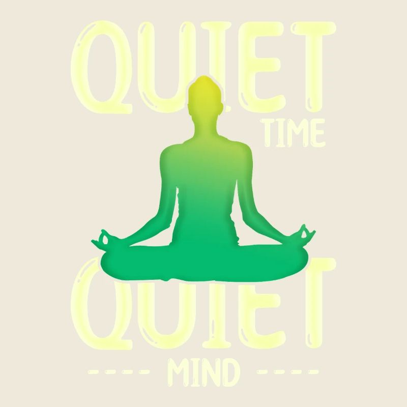 Silhouette de méditation en temps calme vert jaune