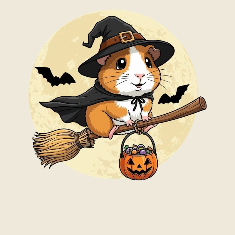 mignon cochon d’Inde sorcière Halloween