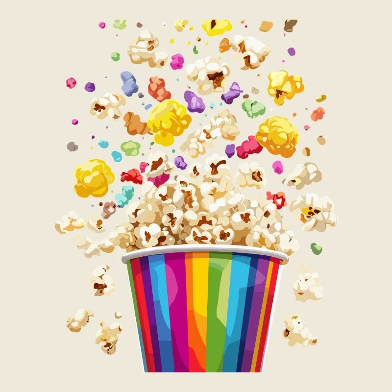 Colorful Popcorn Explosion From Rainbow Mug