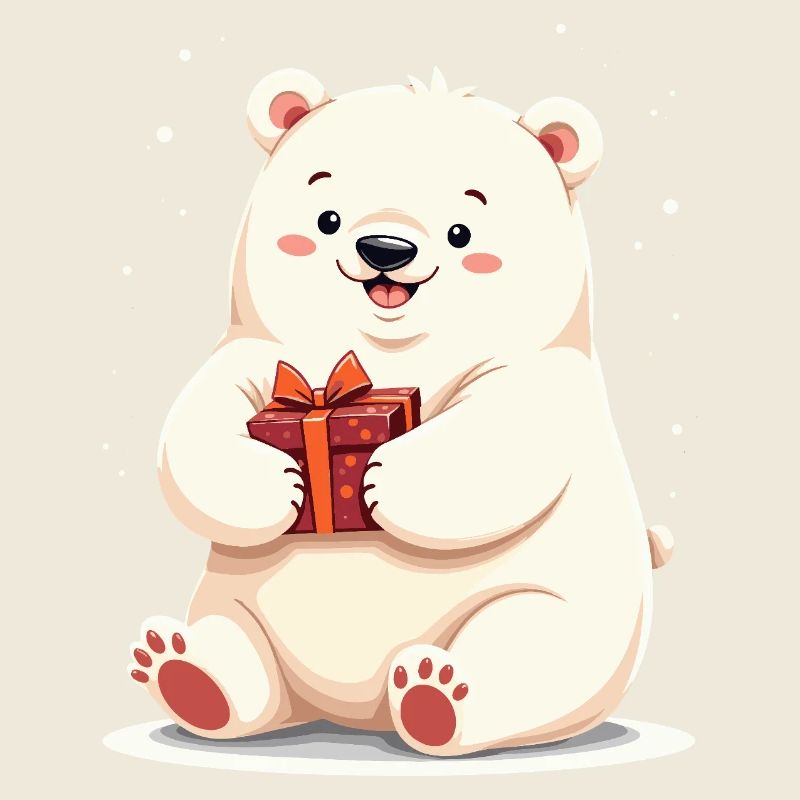 Niedlicher Eisbär mit Geschenkillustration
