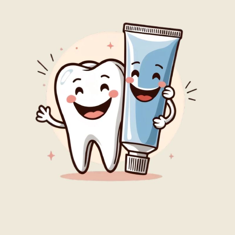 Smiling tooth with toothpaste