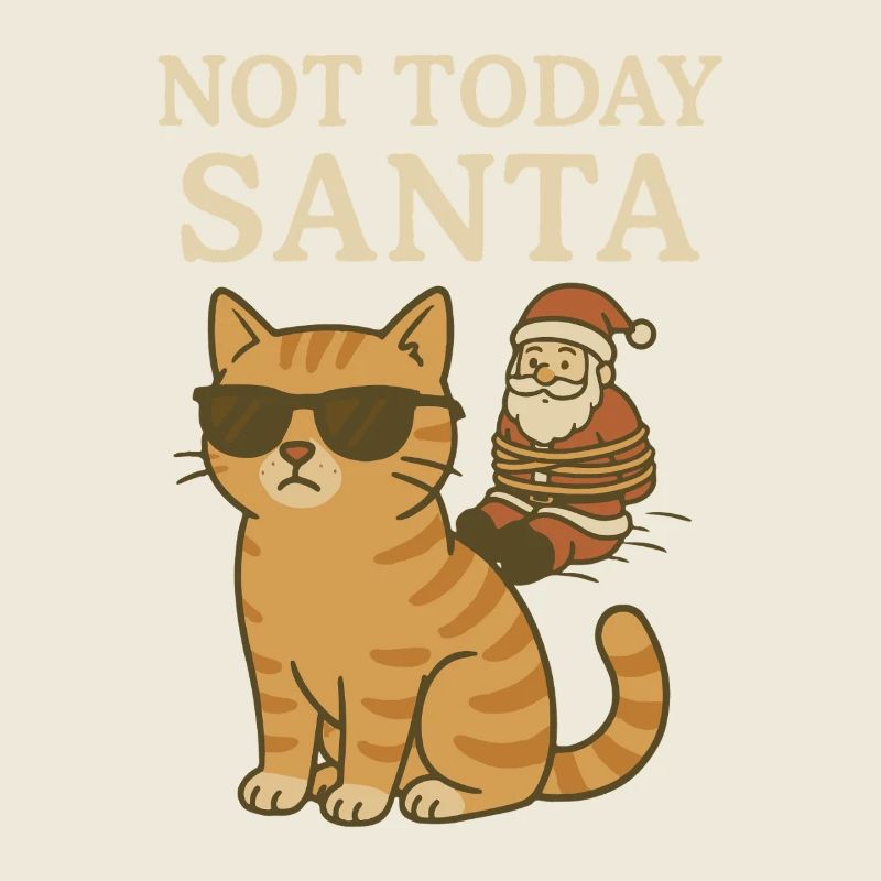 Pas aujourd’hui Style de chat drôle de Noël