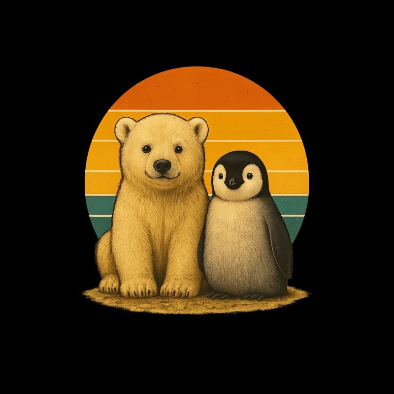 Eisbär Pinguin Retro Tierfreunde