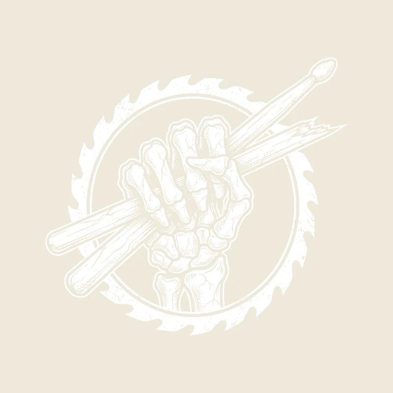 Skeleton hand with drumsticks