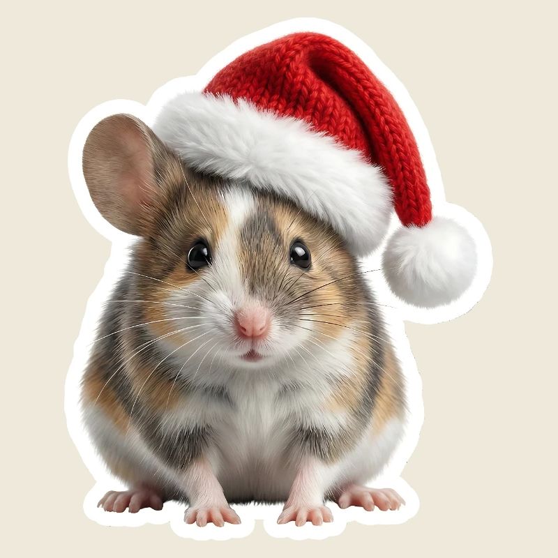 Cute mouse with big Christmas hat