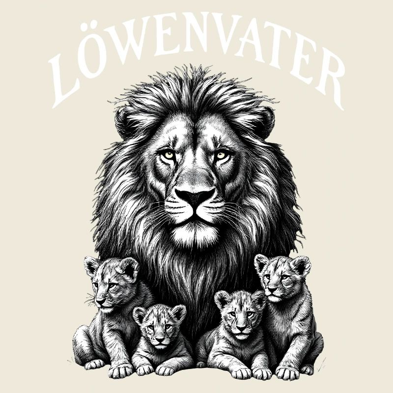 Löwenvater bester Papa Löwe 4 Kinder starker Vater