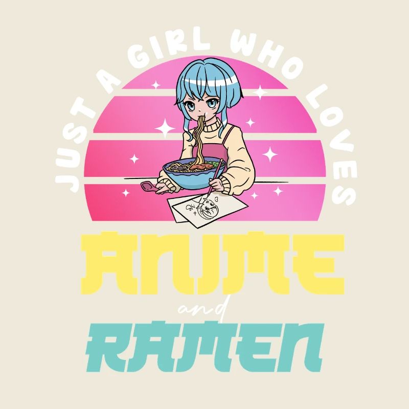 Anime Liebe Mädchen isst Ramen