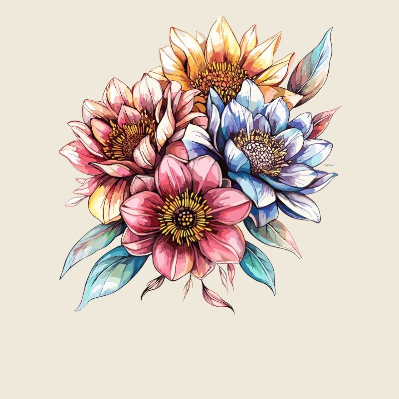Water-coloured flower bouquet