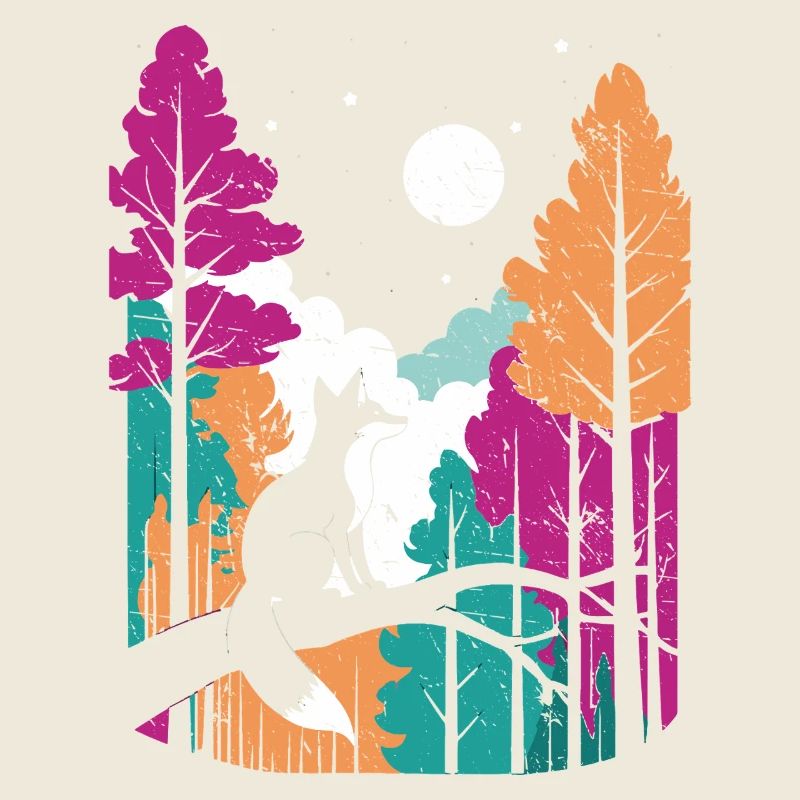 Mondwolf im farbenfrohen Waldfuchs