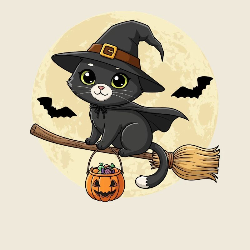 Chat mignon Sorcière Halloween Chat noir