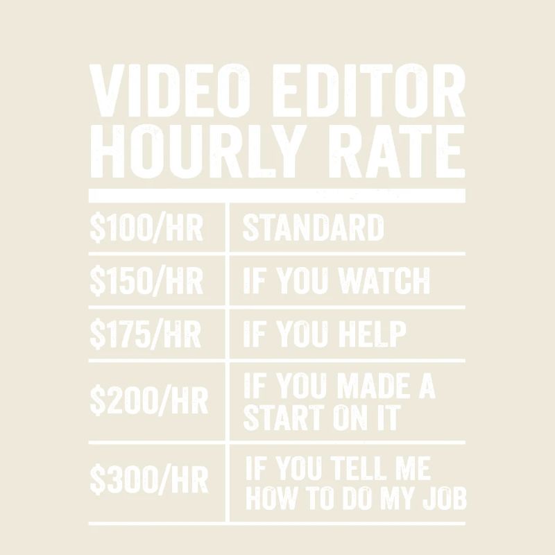 Video Editor Hourly Rate Funny Videographer Gift