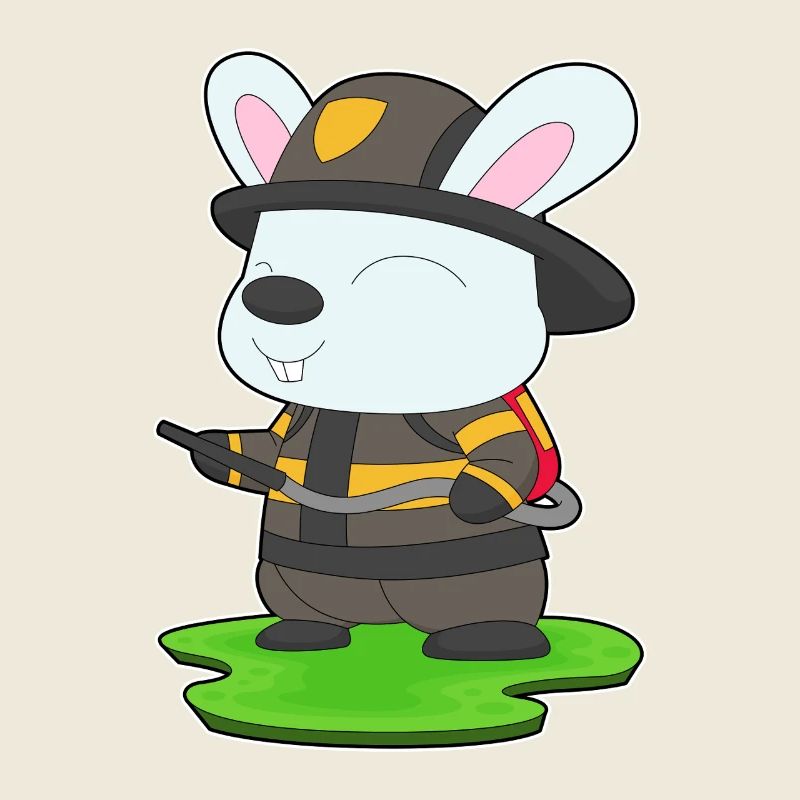 Rabbit Firefighter Fire Extinguisher Fire Brigade