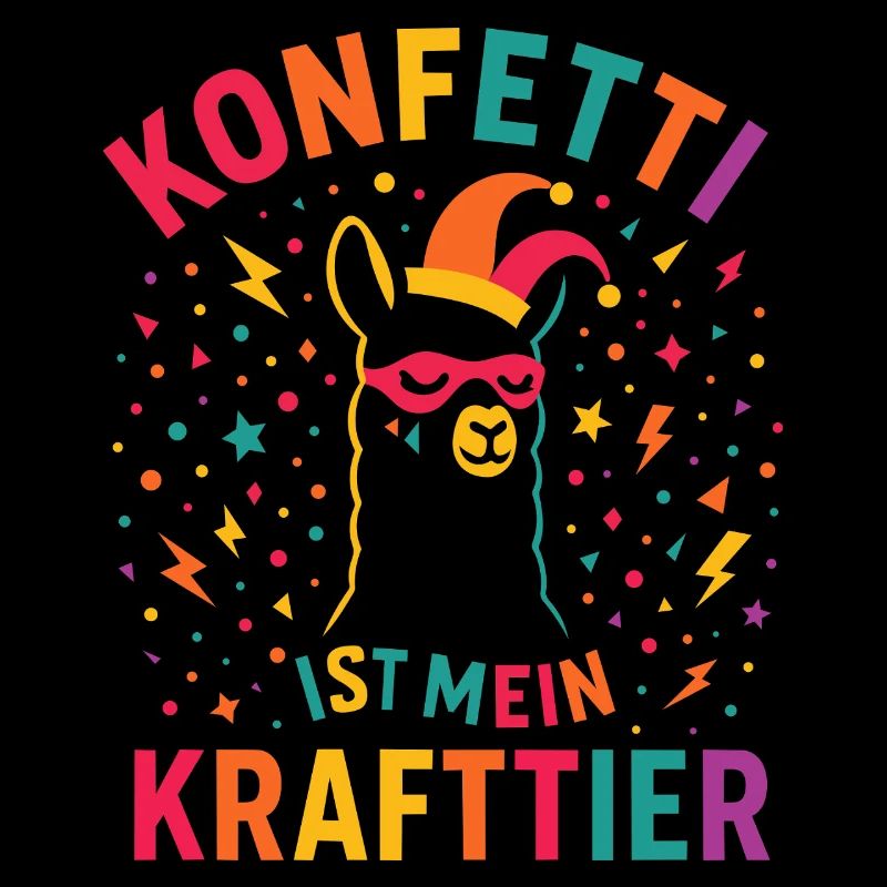Karneval Konfetti Alpaka mit Narrenkappe 
