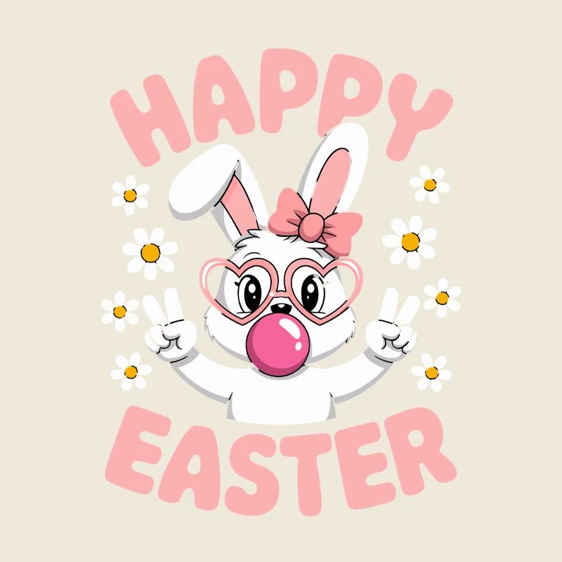 Happy Easter Cute Easter Bunny with Glasses