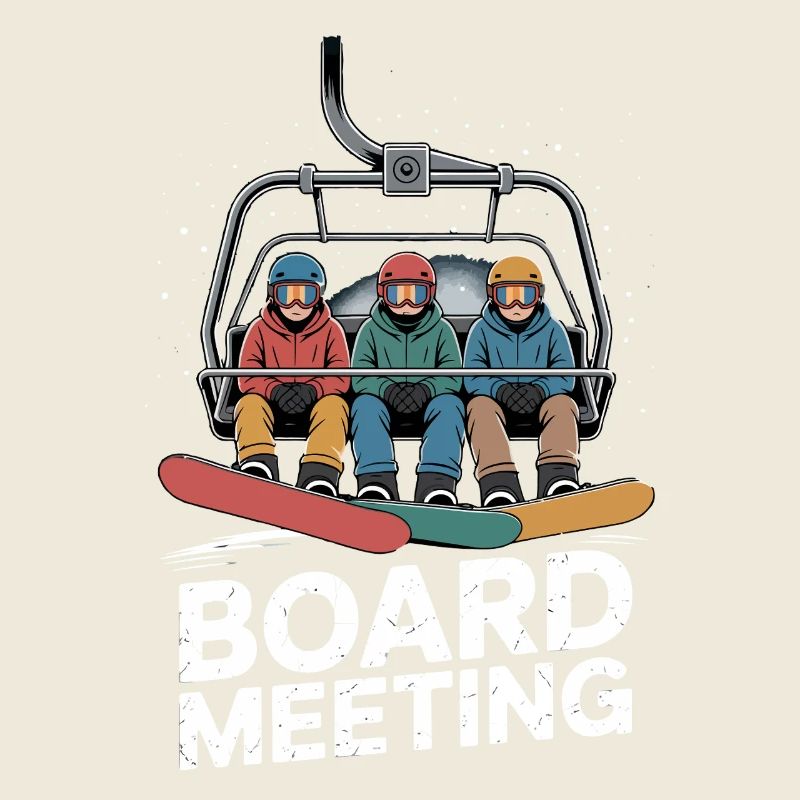 Funny Snowboarding Board Meeting